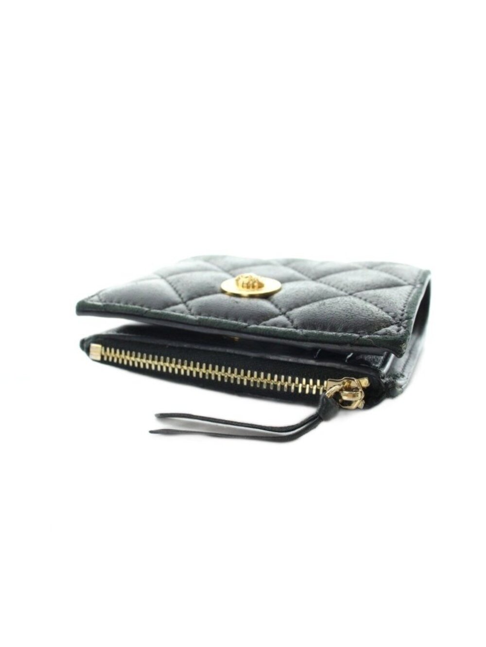 Versace Bifold Wallet Logo Leather Medusa Quilted Black - Picture 3 of 9